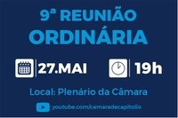 9ª Reunião Ordinária acontece nesta terça, 27