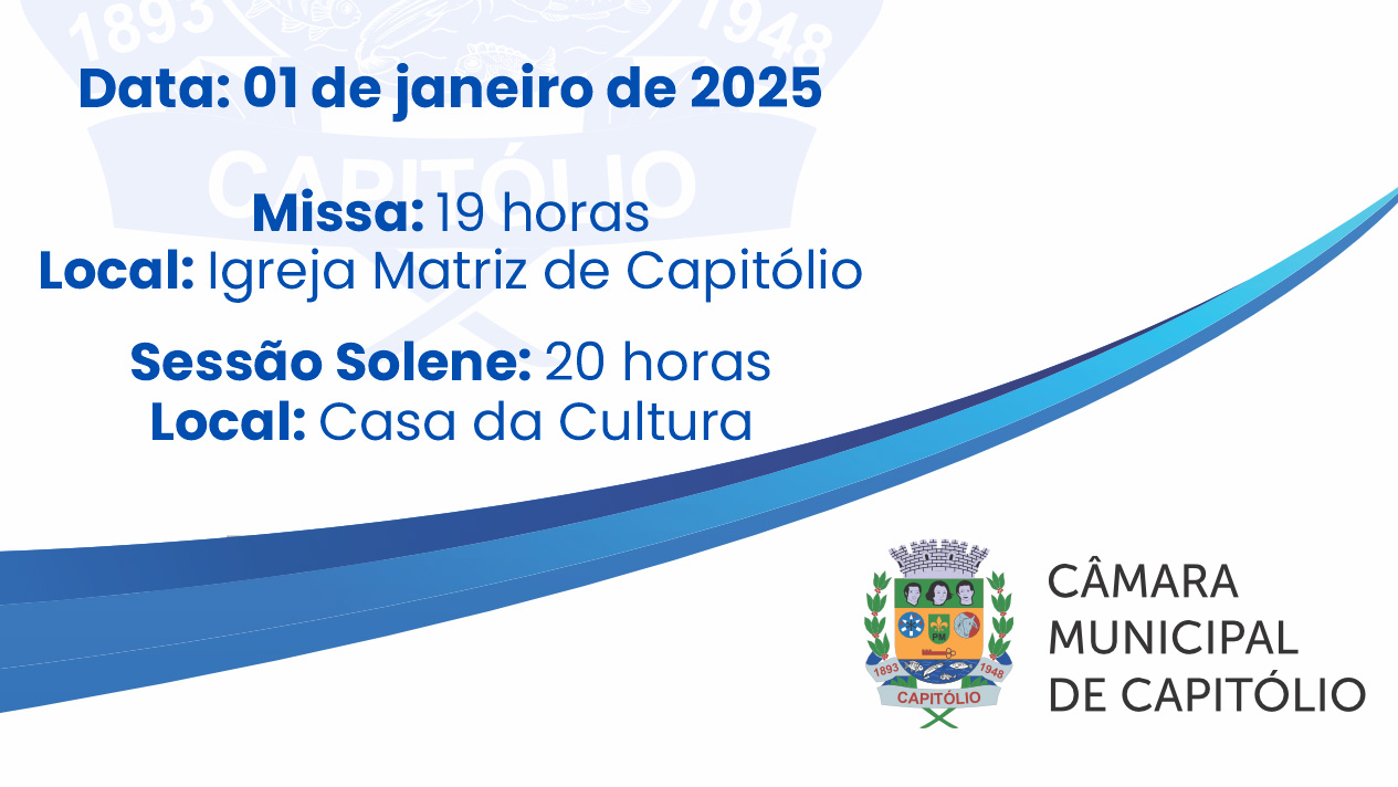 Convite para a solenidade de posse do prefeito, vice-prefeito e vereadores