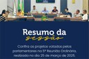 Vinte projetos de lei são aprovados na 5ª Ordinária de 2025
